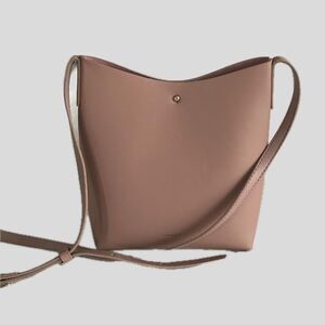 Anthro Samara Blush Pink Vegan Leather Crossbody North South Bucket Shoulder Bag